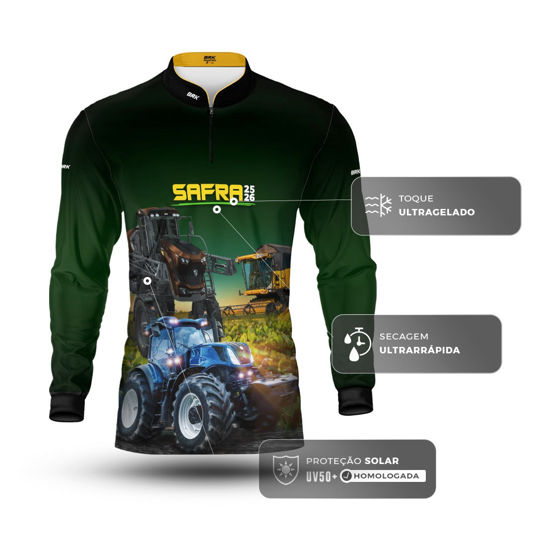 Camisa Agro Brk Safra Tratores com Proteção Solar UV50+