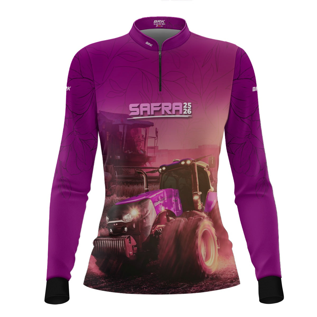 Camisa Agro Feminina Brk Safra Trator Rosa com Proteção Solar UV50+ - Brk Agro