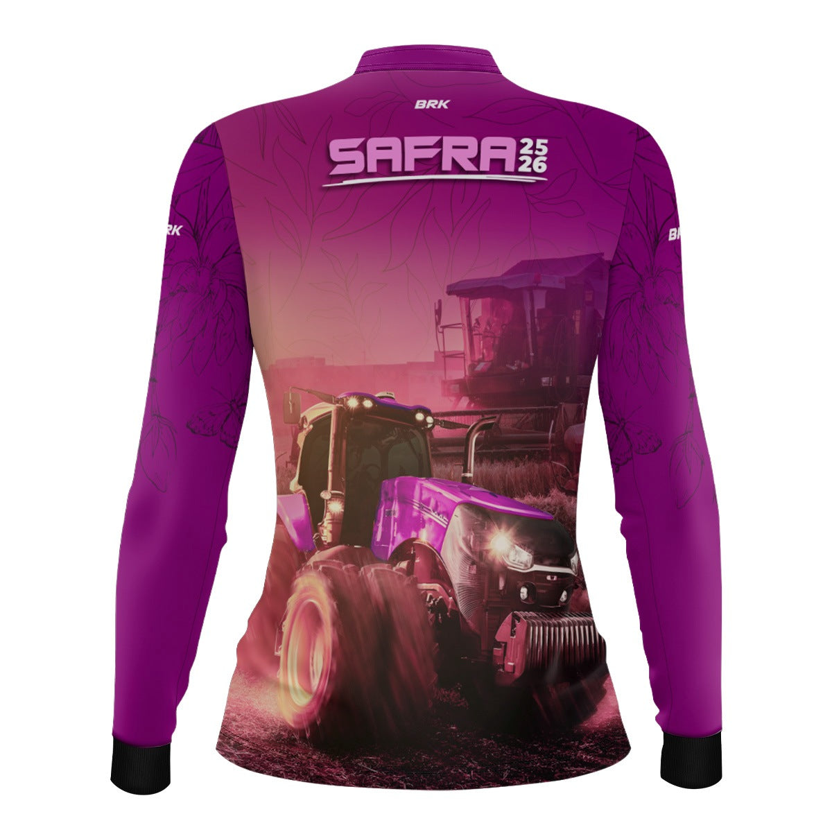 Camisa Agro Feminina Brk Safra Trator Rosa com Proteção Solar UV50+ - Brk Agro