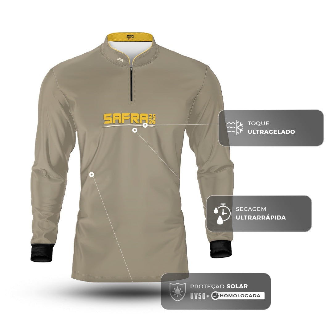 Camisa Agro Brk Safra Essencial Areia com Proteção Solar UV50+ - Brk Agro