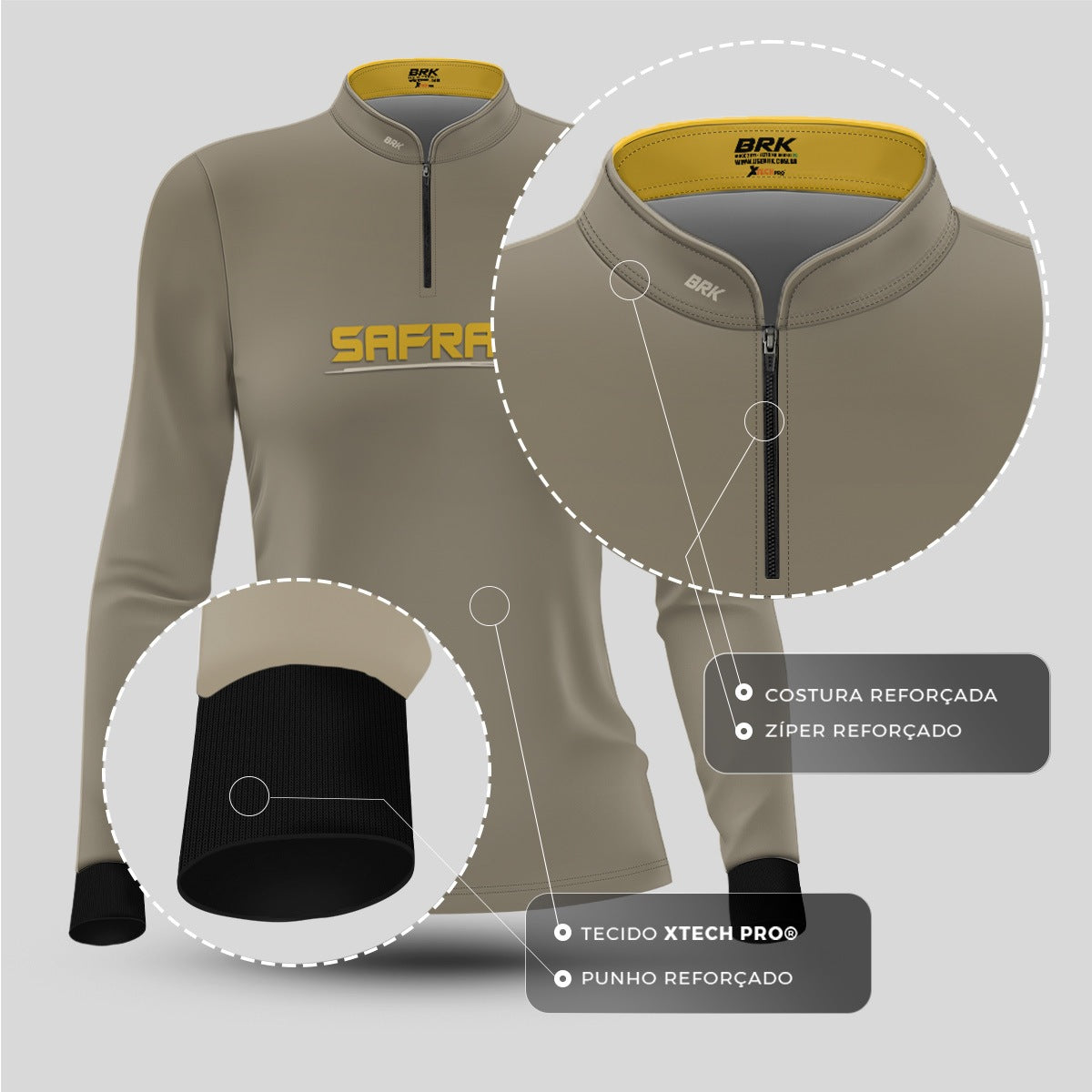 Camisa Agro Feminina Brk Safra Essencial Areia com Proteção Solar UV50+ - Brk Agro