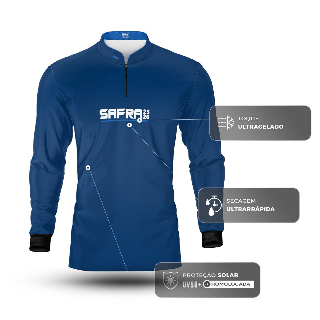 Camisa Agro Brk Safra Essencial Azul com Proteção Solar UV50+ - Brk Agro