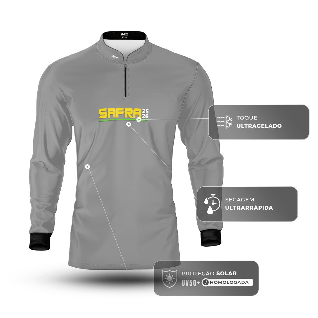 Camisa Agro Brk Safra Essencial Cinza com Proteção Solar UV50+ - Brk Agro