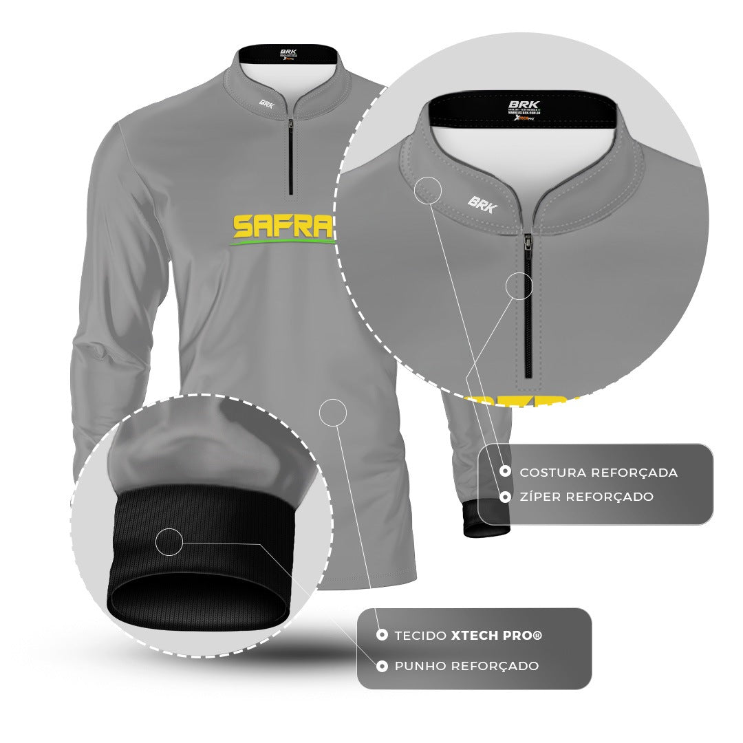 Camisa Agro Brk Safra Essencial Cinza com Proteção Solar UV50+ - Brk Agro