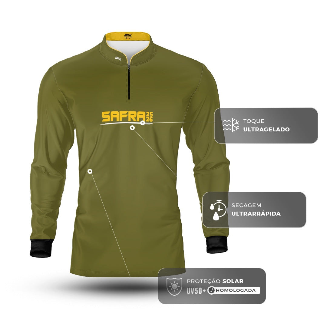 Camisa Agro Brk Safra Essencial Verde com Proteção Solar UV50+ - Brk Agro