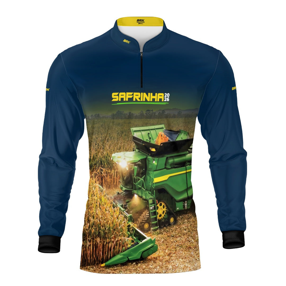 Camisa Agro Brk Safrinha Colheitadeira de Milho Azul com Proteção Solar UV50+ - Brk Agro