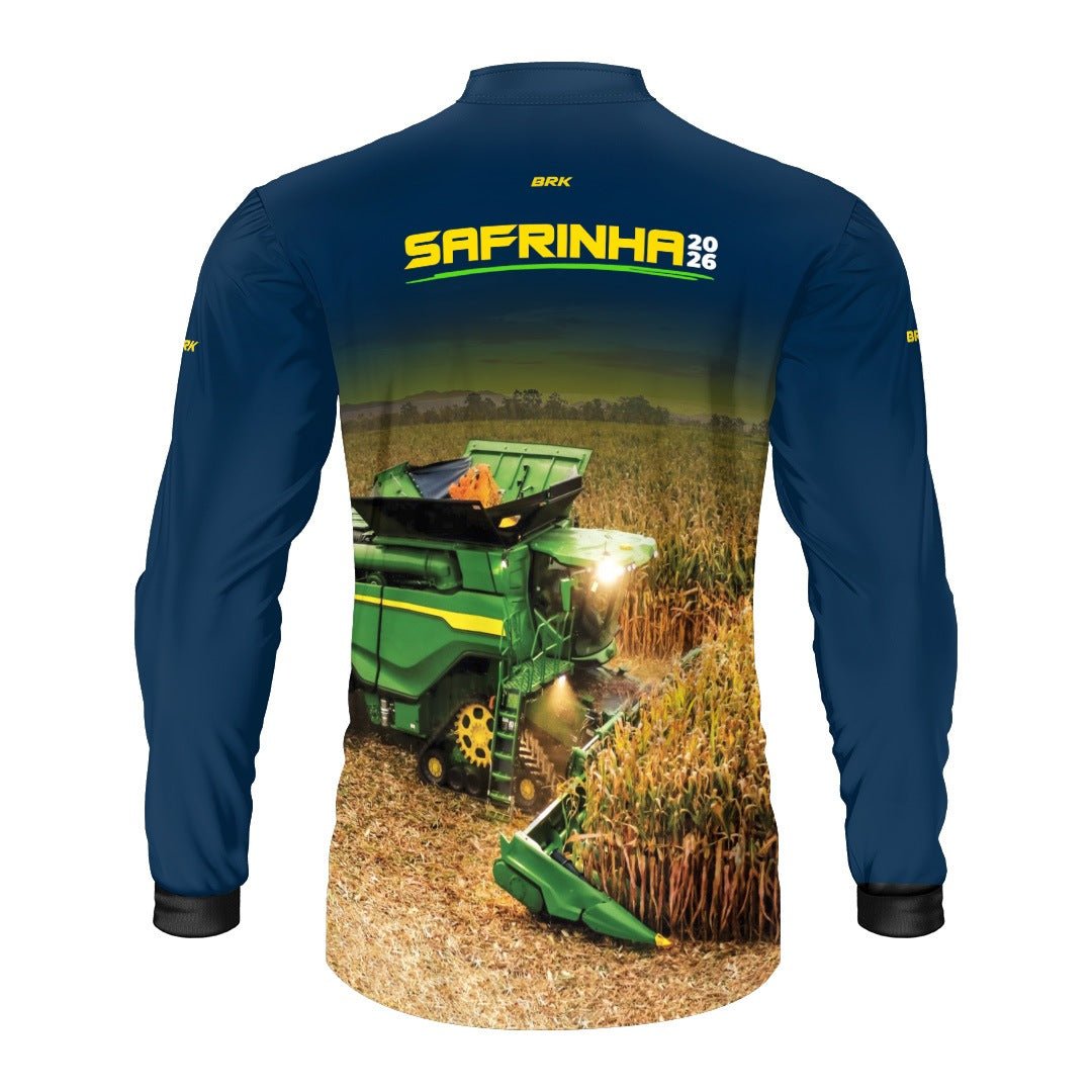 Camisa Agro Brk Safrinha Colheitadeira de Milho Azul com Proteção Solar UV50+ - Brk Agro