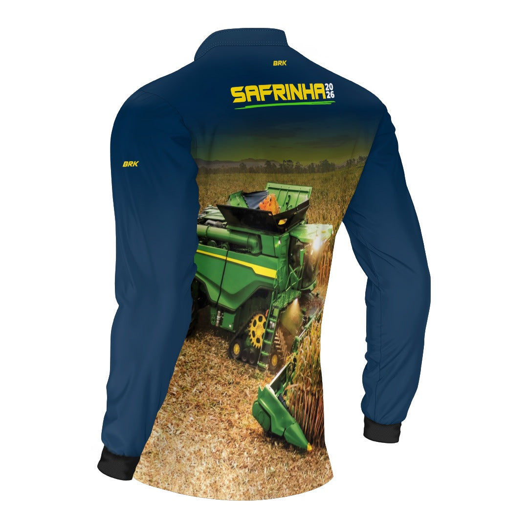 Camisa Agro Brk Safrinha Colheitadeira de Milho Azul com Proteção Solar UV50+ - Brk Agro