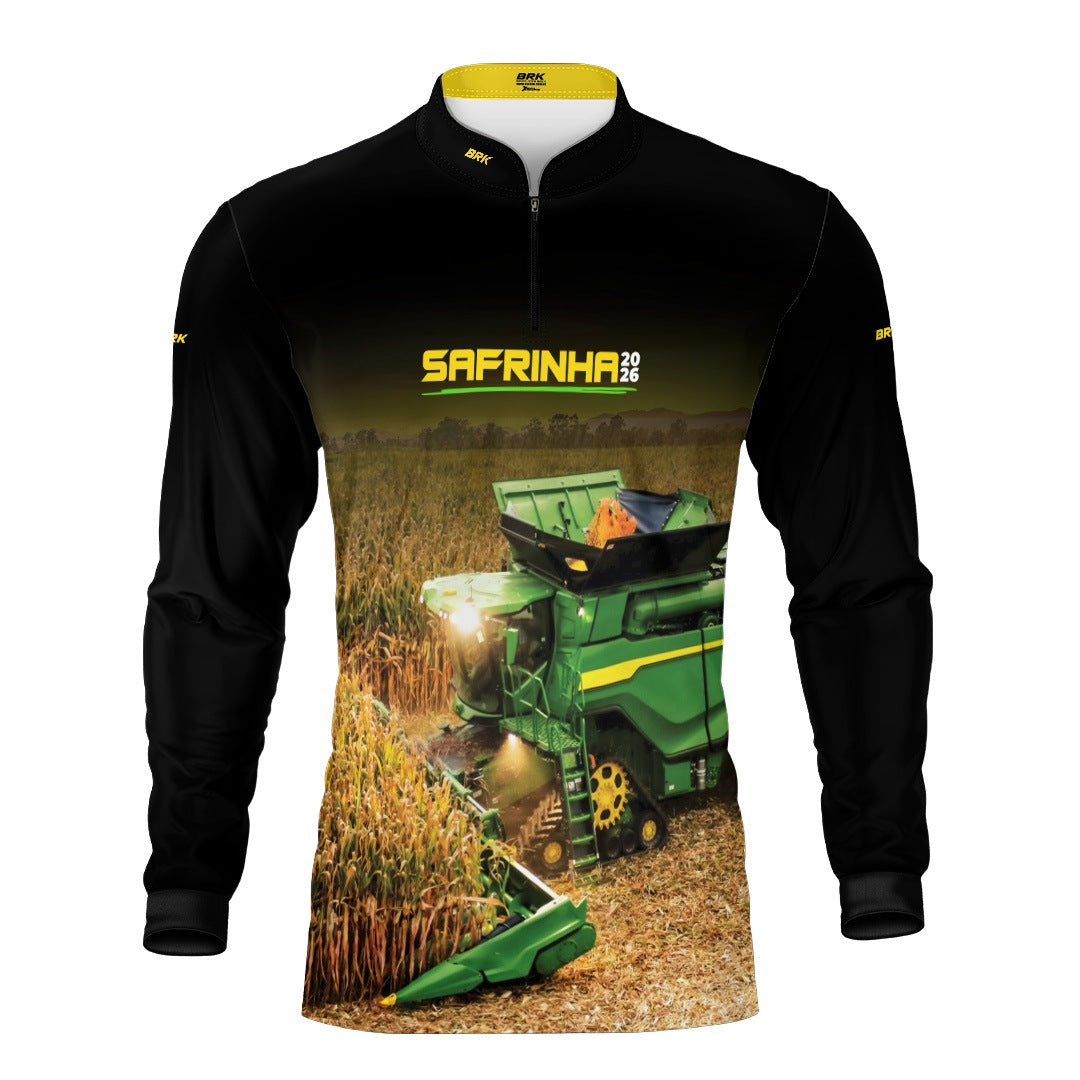 Camisa Agro Brk Safrinha Colheitadeira de Milho Preto com Proteção Solar UV50+
