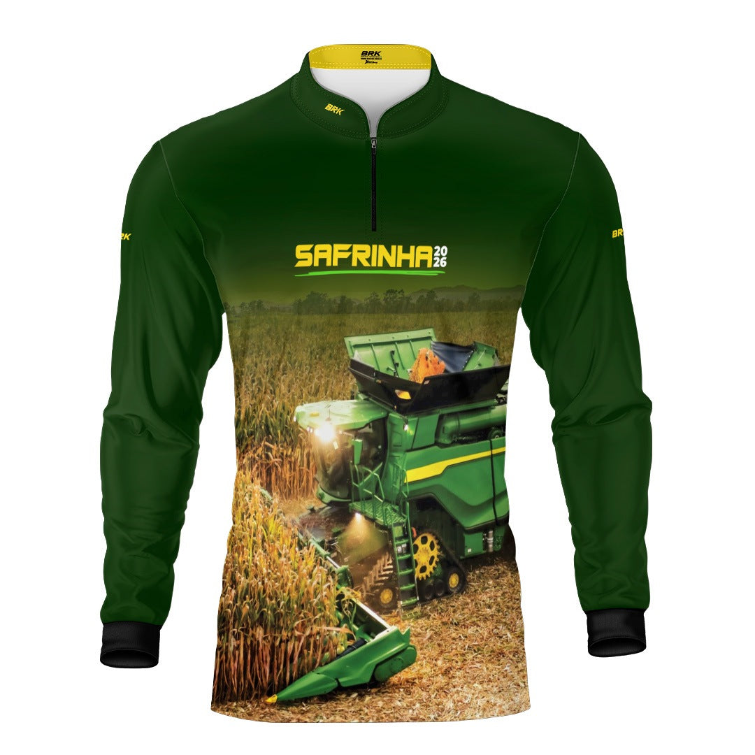 Camisa Agro Brk Safrinha Colheitadeira de Milho Verde com Proteção Solar UV50+ - Brk Agro