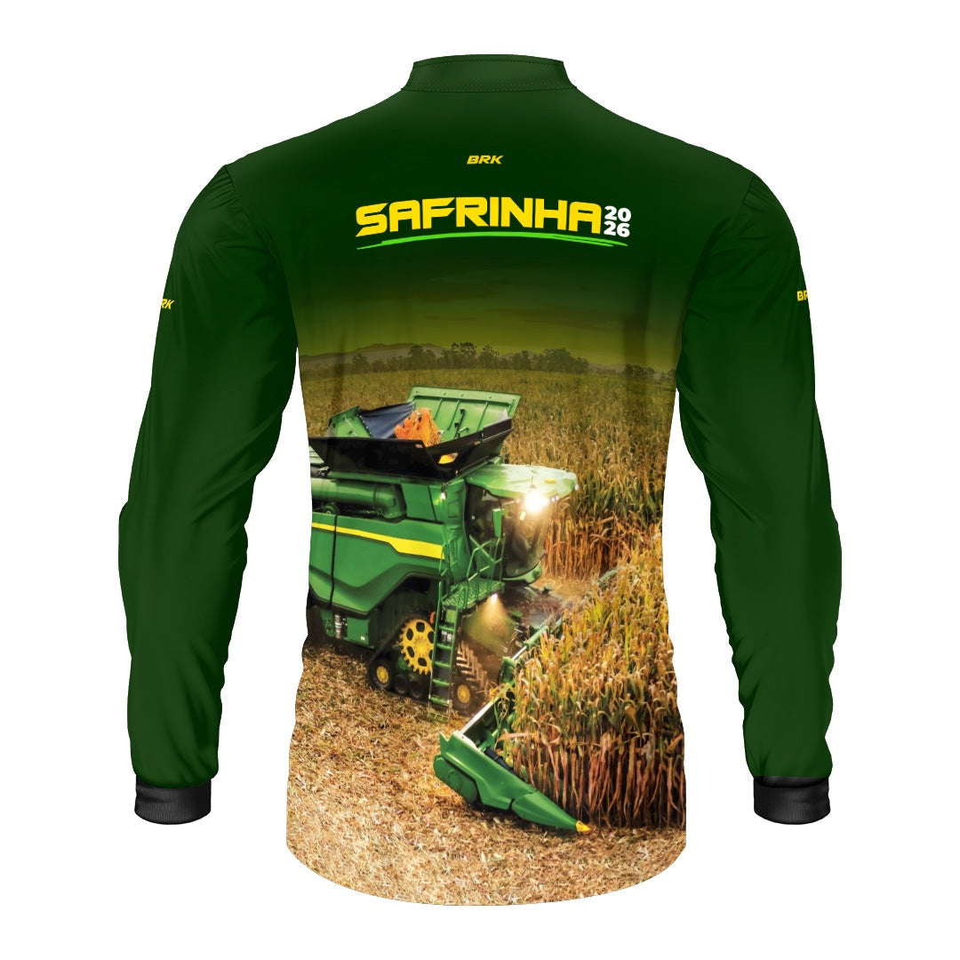 Camisa Agro Brk Safrinha Colheitadeira de Milho Verde com Proteção Solar UV50+ - Brk Agro