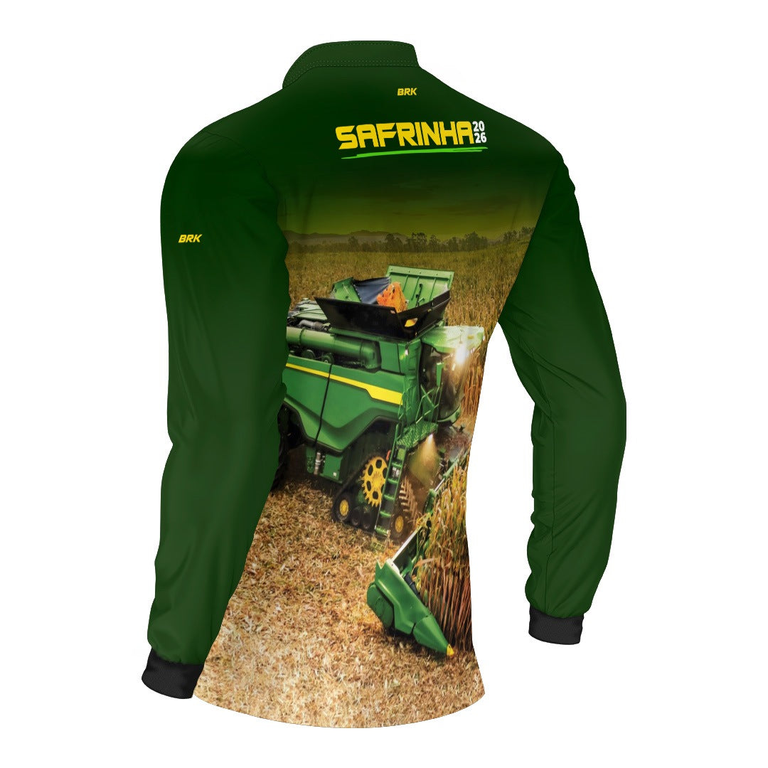 Camisa Agro Brk Safrinha Colheitadeira de Milho Verde com Proteção Solar UV50+ - Brk Agro