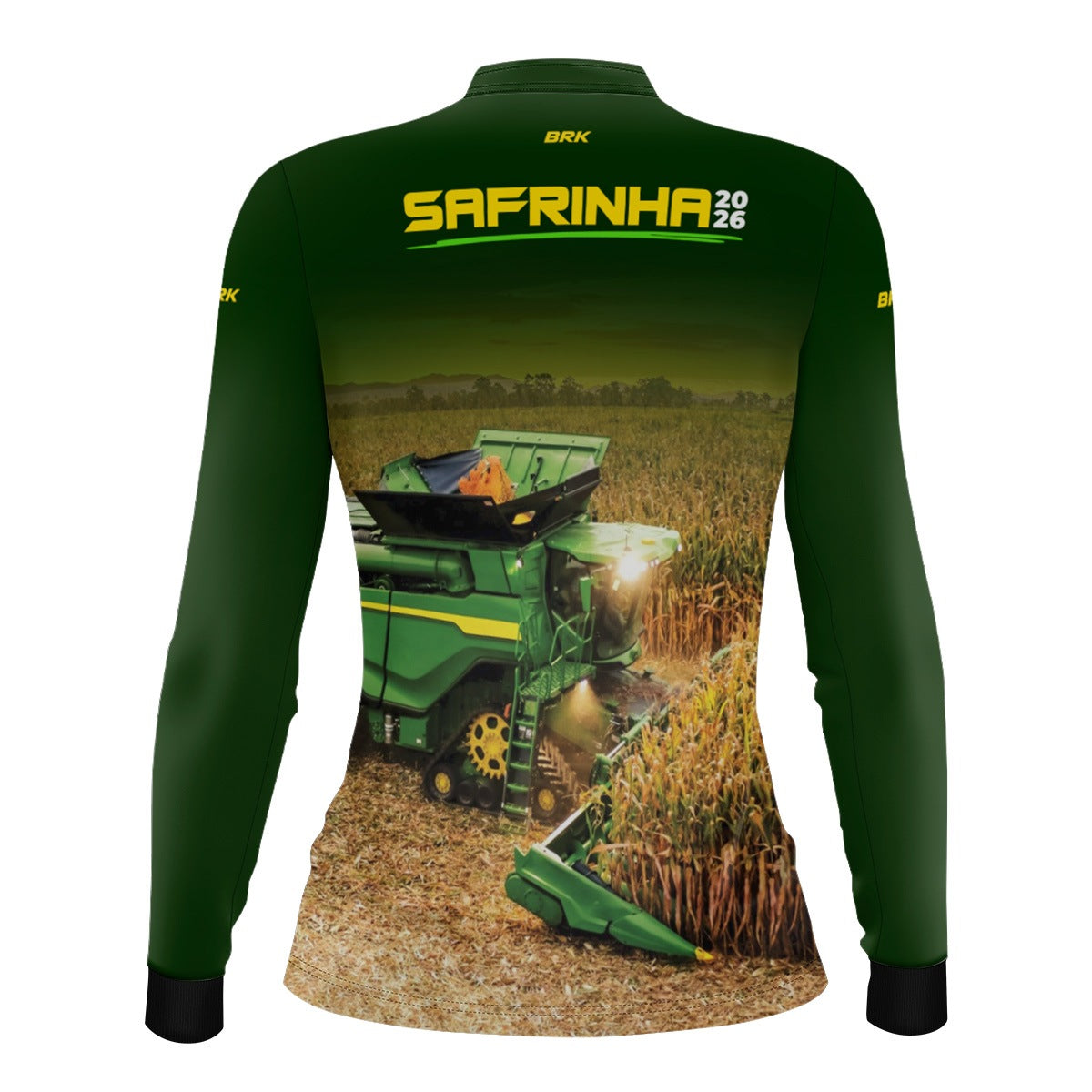 Camisa Agro Feminina Brk Safrinha Colheitadeira de Milho Preto com Proteção Solar UV50+ - Brk Agro
