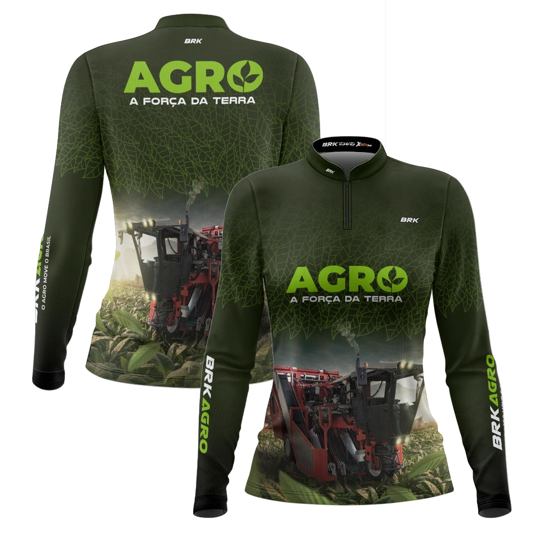 Camisa Agro Feminina Brk Plantação de Tabaco Força da Terra com Proteção UV50 - Brk Agro