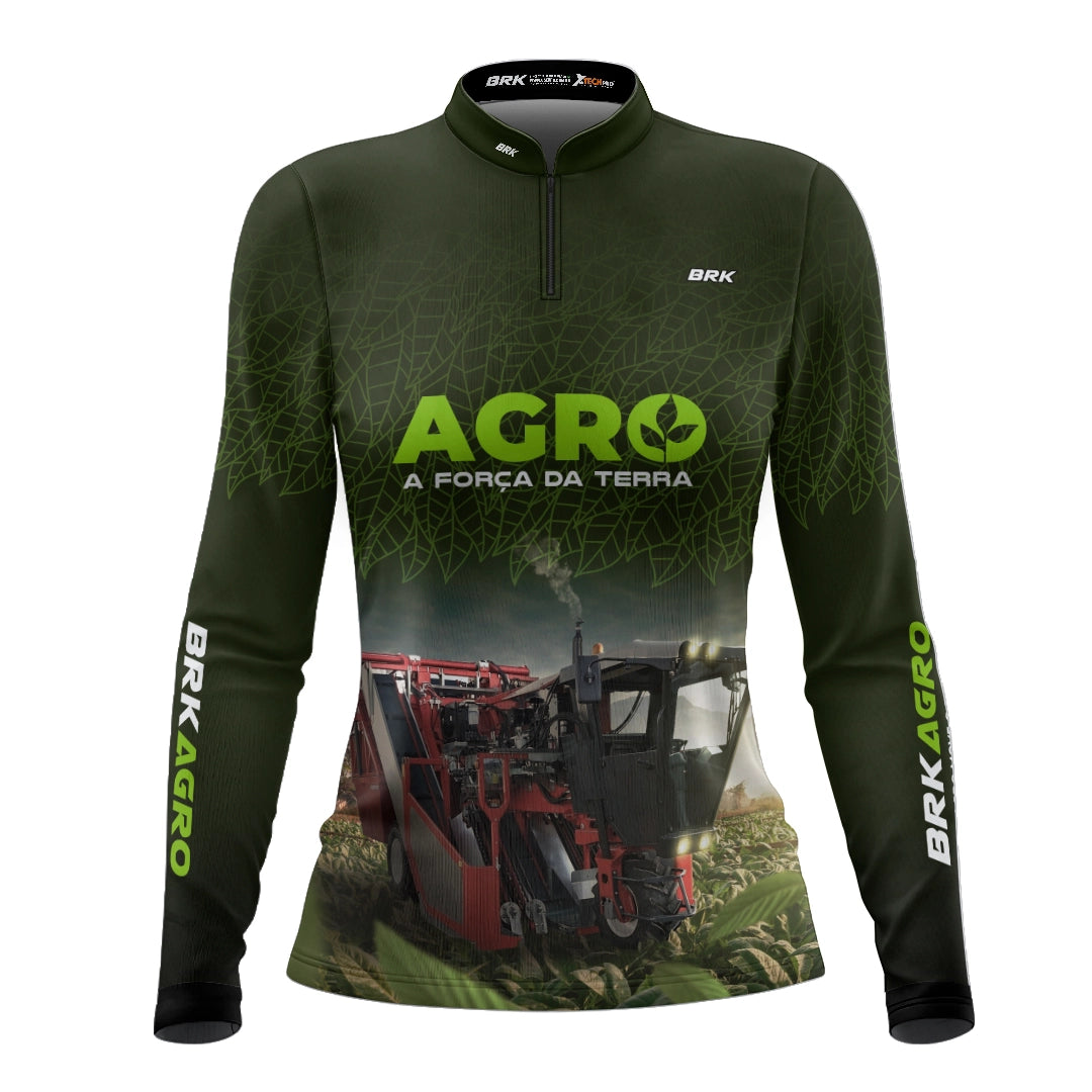 Camisa Agro Feminina Brk Plantação de Tabaco Força da Terra com Proteção UV50 - Brk Agro