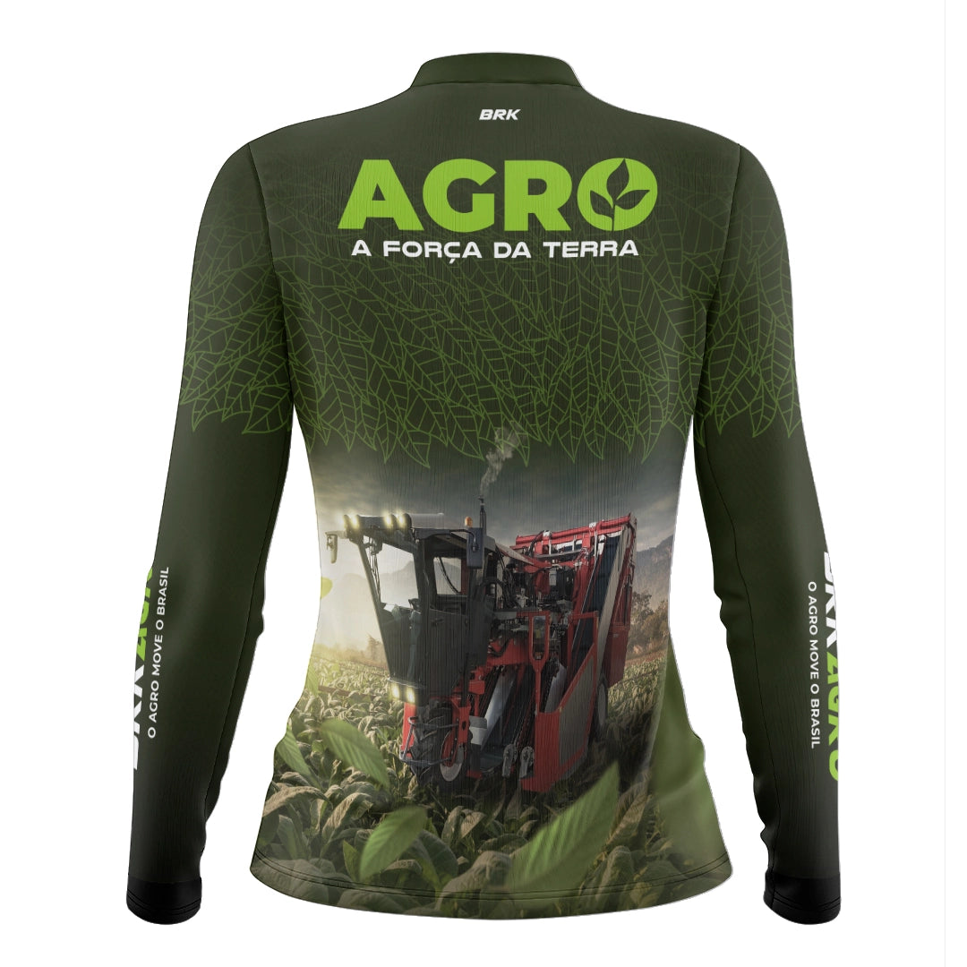 Camisa Agro Feminina Brk Plantação de Tabaco Força da Terra com Proteção UV50 - Brk Agro