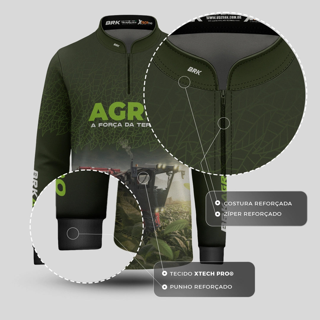 Camisa Agro Infantil Brk Plantação de Tabaco Força da Terra com Proteção UV50 - Brk Agro