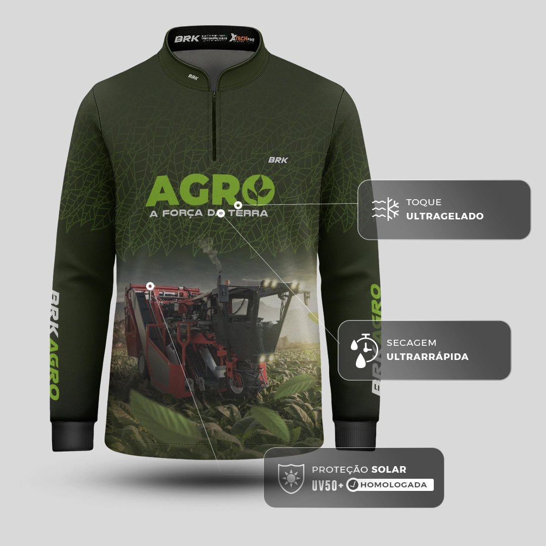 Camisa Agro Infantil Brk Plantação de Tabaco Força da Terra com Proteção UV50 - Brk Agro