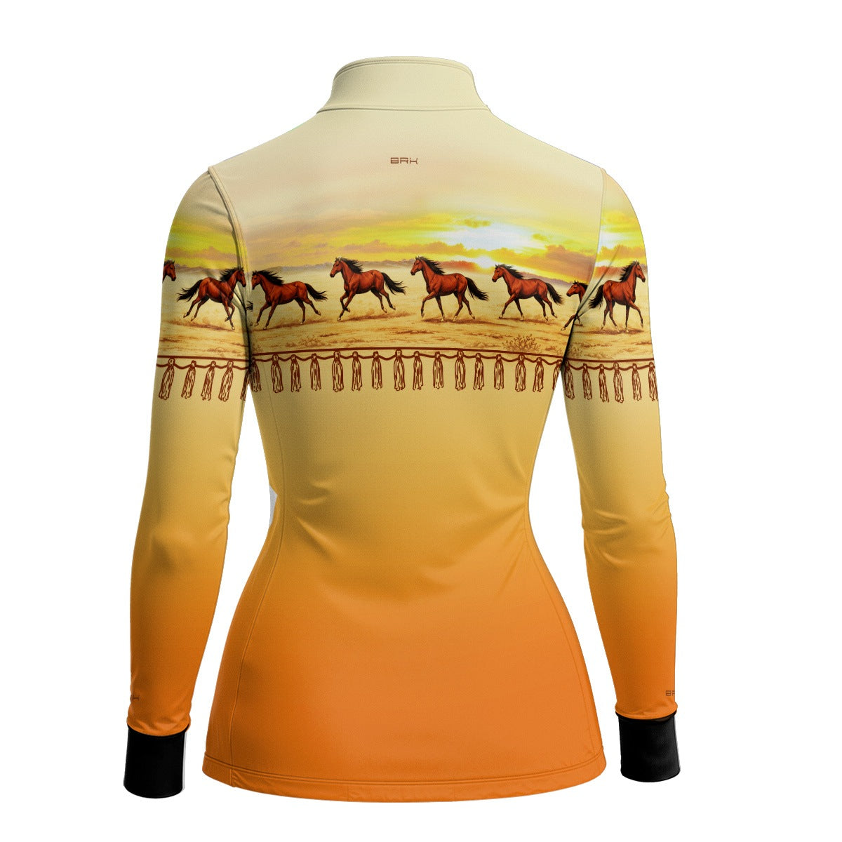 Camisa Agro Feminina BRK Wild horse Pôr do Sol Laranja com Proteção Solar UV50+ - Brk Agro