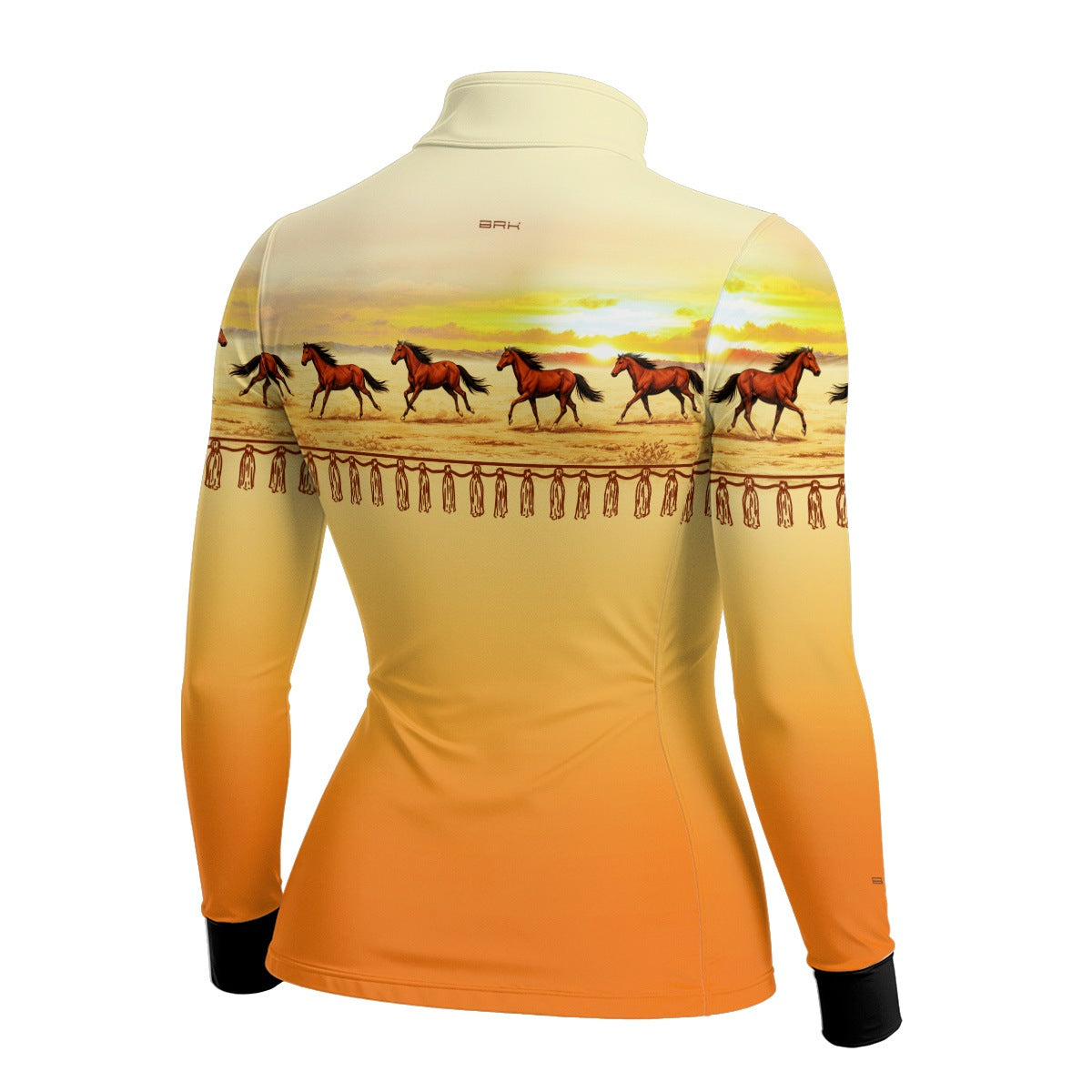 Camisa Agro Feminina BRK Wild horse Pôr do Sol Laranja com Proteção Solar UV50+ - Brk Agro