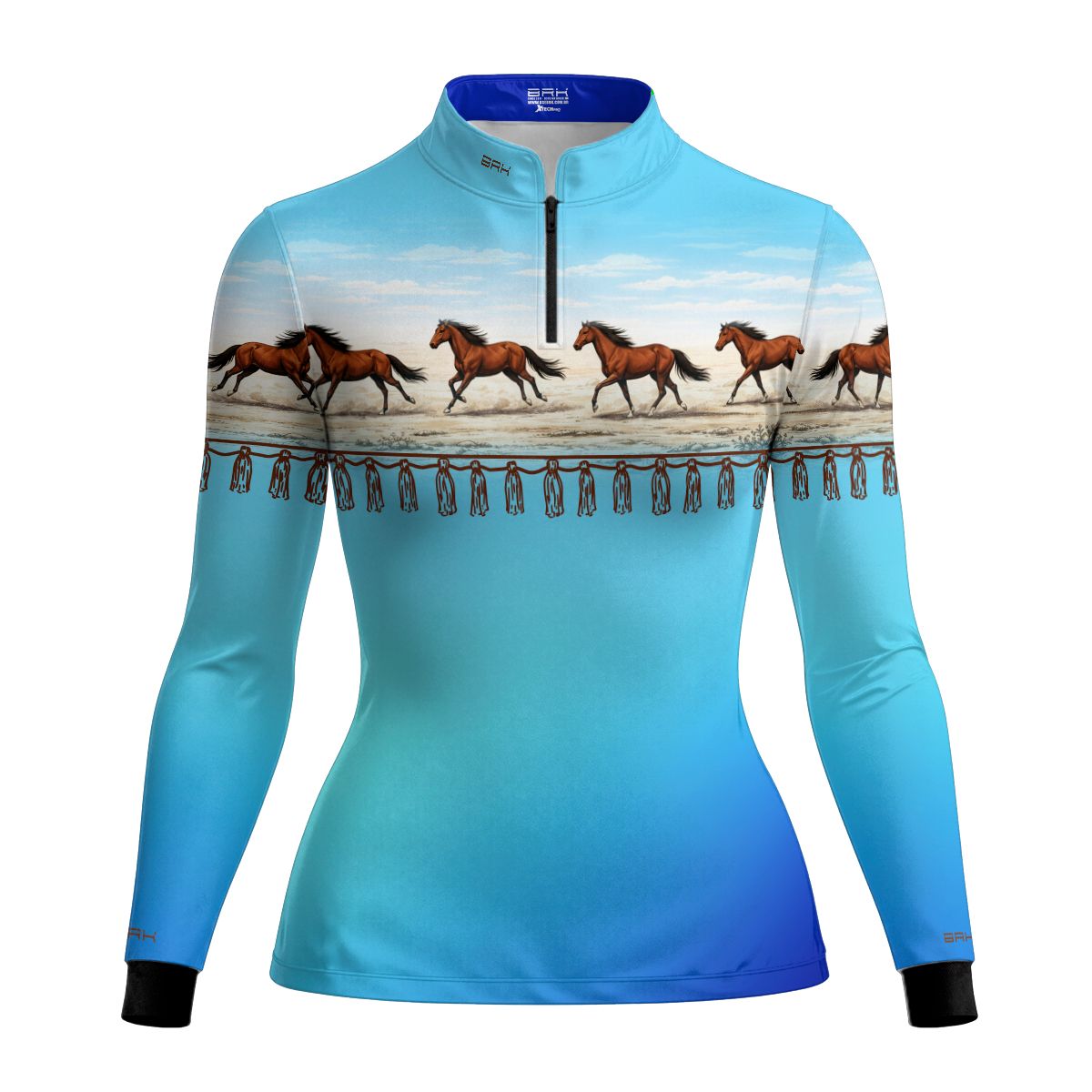 Camisa Agro Feminina BRK Wild horse Degradê Azul com Proteção Solar UV50+ - Brk Agro