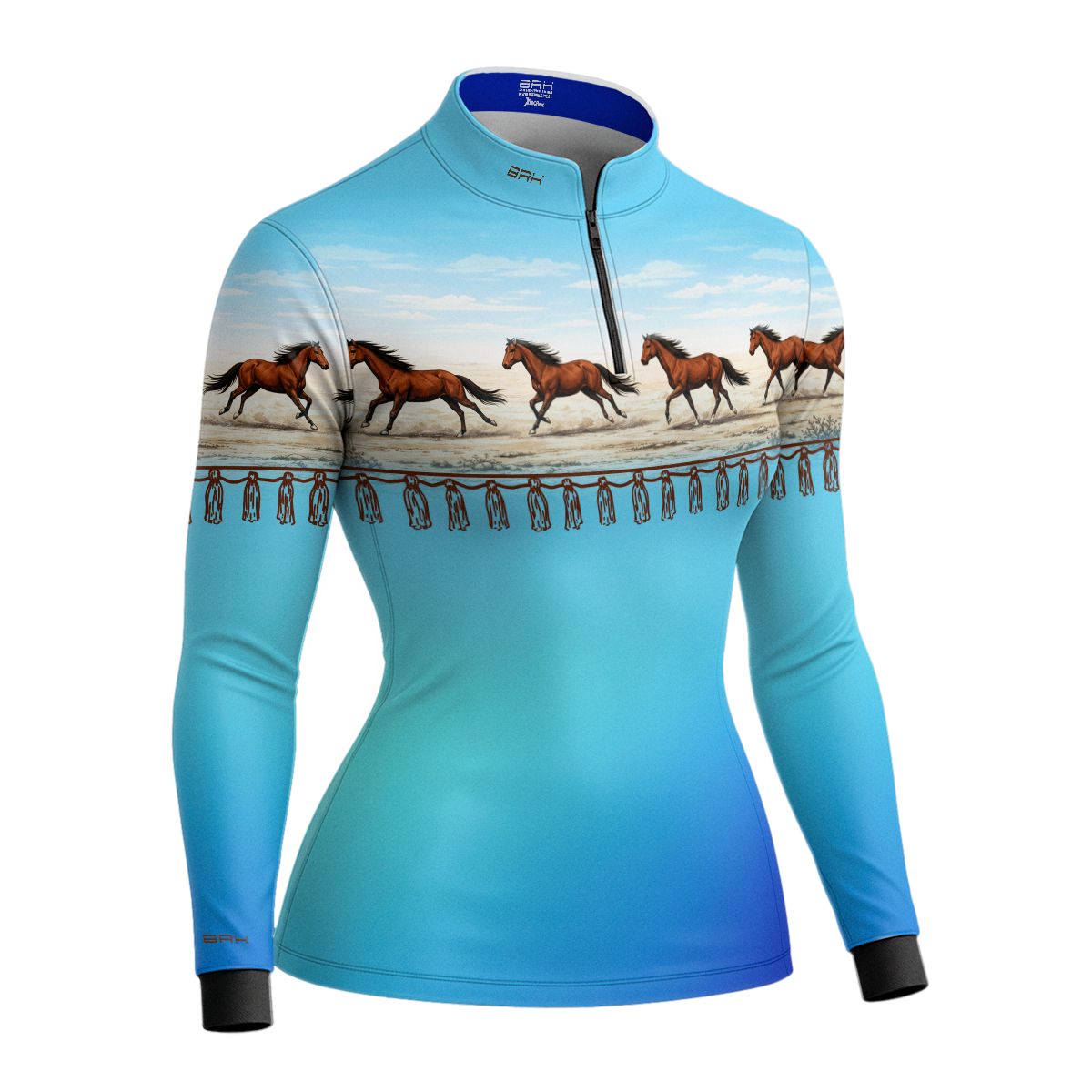 Camisa Agro Feminina BRK Wild horse Degradê Azul com Proteção Solar UV50+ - Brk Agro