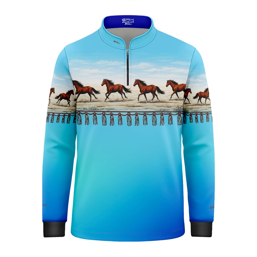 Camisa Agro Infantil BRK Wild horse Degradê Azul com Proteção Solar UV50+ - Brk Agro