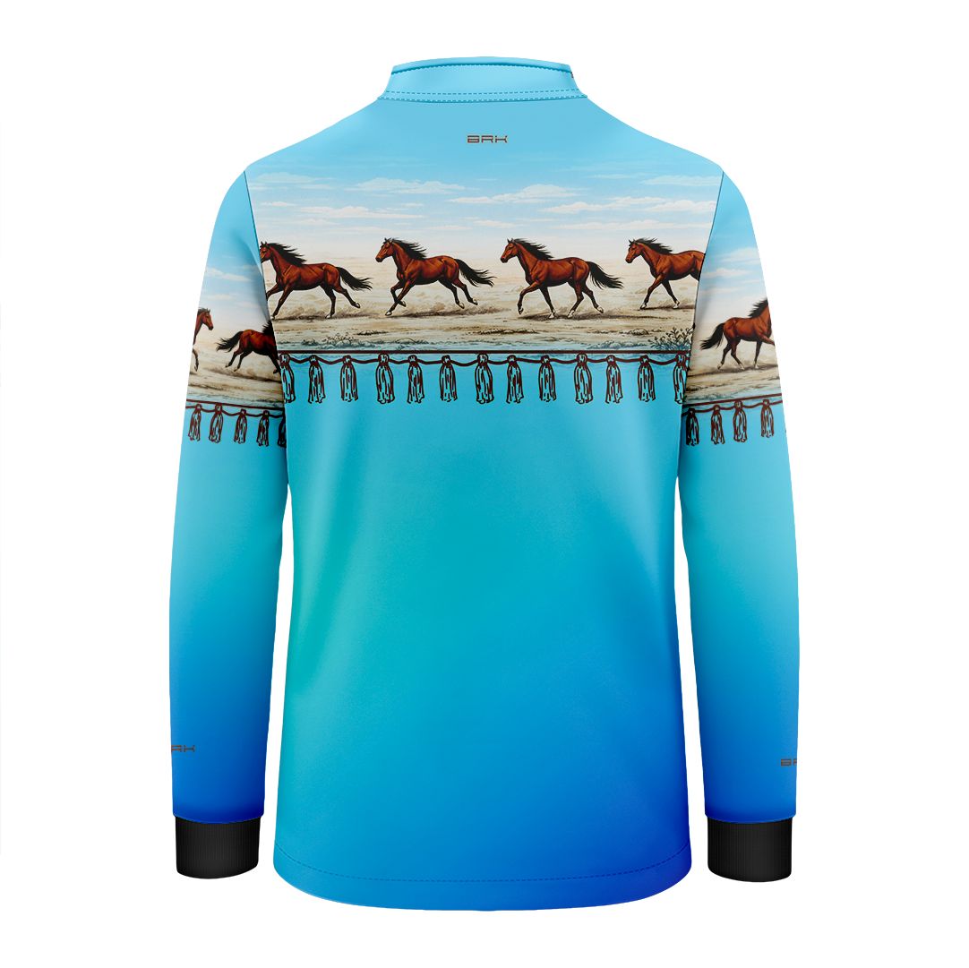 Camisa Agro Infantil BRK Wild horse Degradê Azul com Proteção Solar UV50+ - Brk Agro