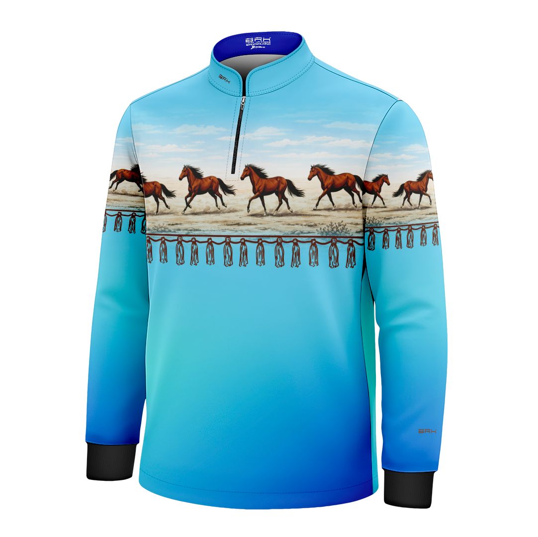 Camisa Agro Infantil BRK Wild horse Degradê Azul com Proteção Solar UV50+ - Brk Agro