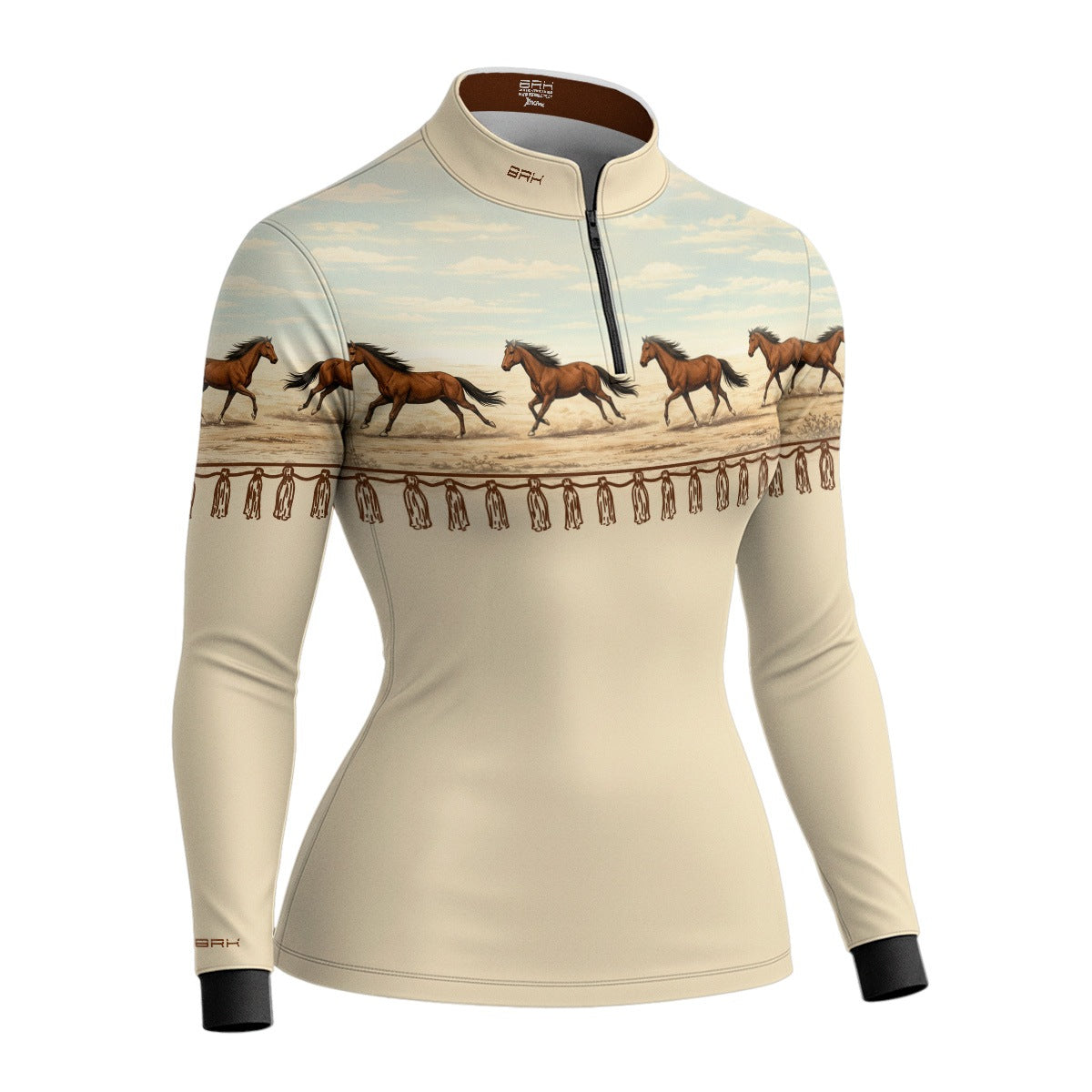 Camisa Agro Feminina BRK Wild horse Bege com Proteção Solar UV50+ - Brk Agro