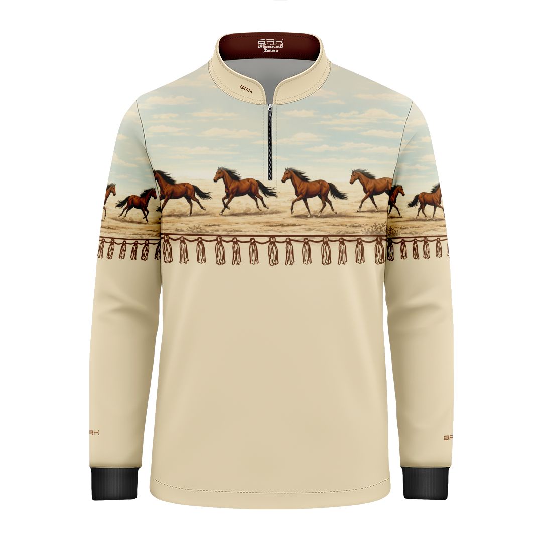 Camisa Agro Infantil BRK Wild horse Bege com Proteção Solar UV50+ - Brk Agro