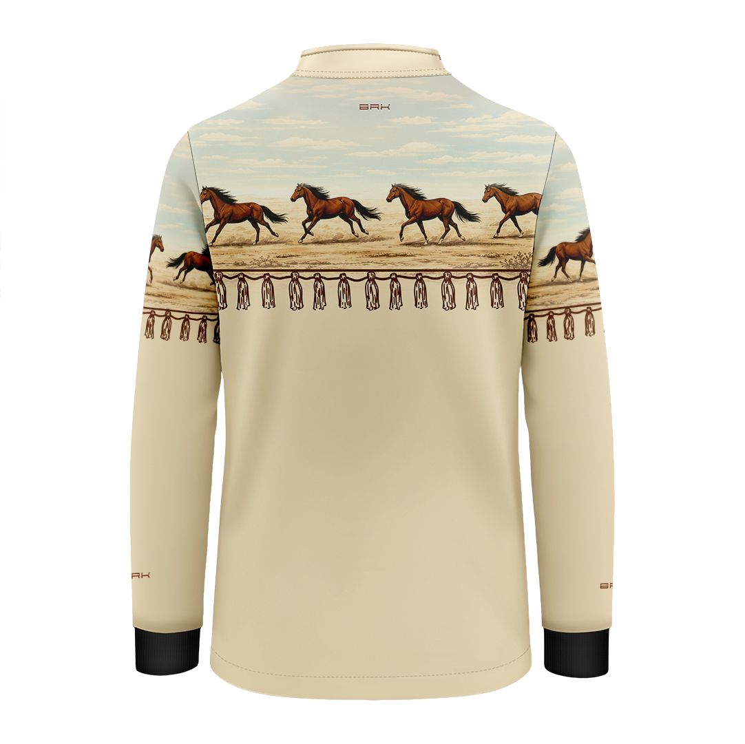 Camisa Agro Infantil BRK Wild horse Bege com Proteção Solar UV50+ - Brk Agro
