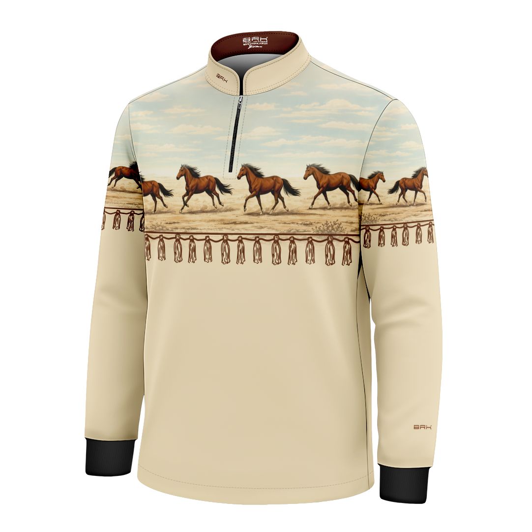 Camisa Agro Infantil BRK Wild horse Bege com Proteção Solar UV50+ - Brk Agro