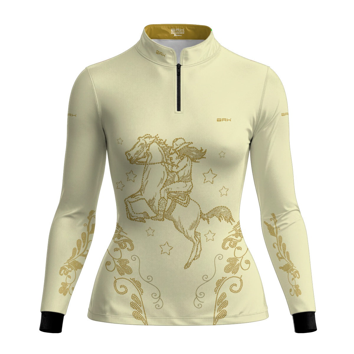 Camisa Agro Feminina BRK Amazona Floral Strass Bege com Proteção Solar UV50+ - Brk Agro