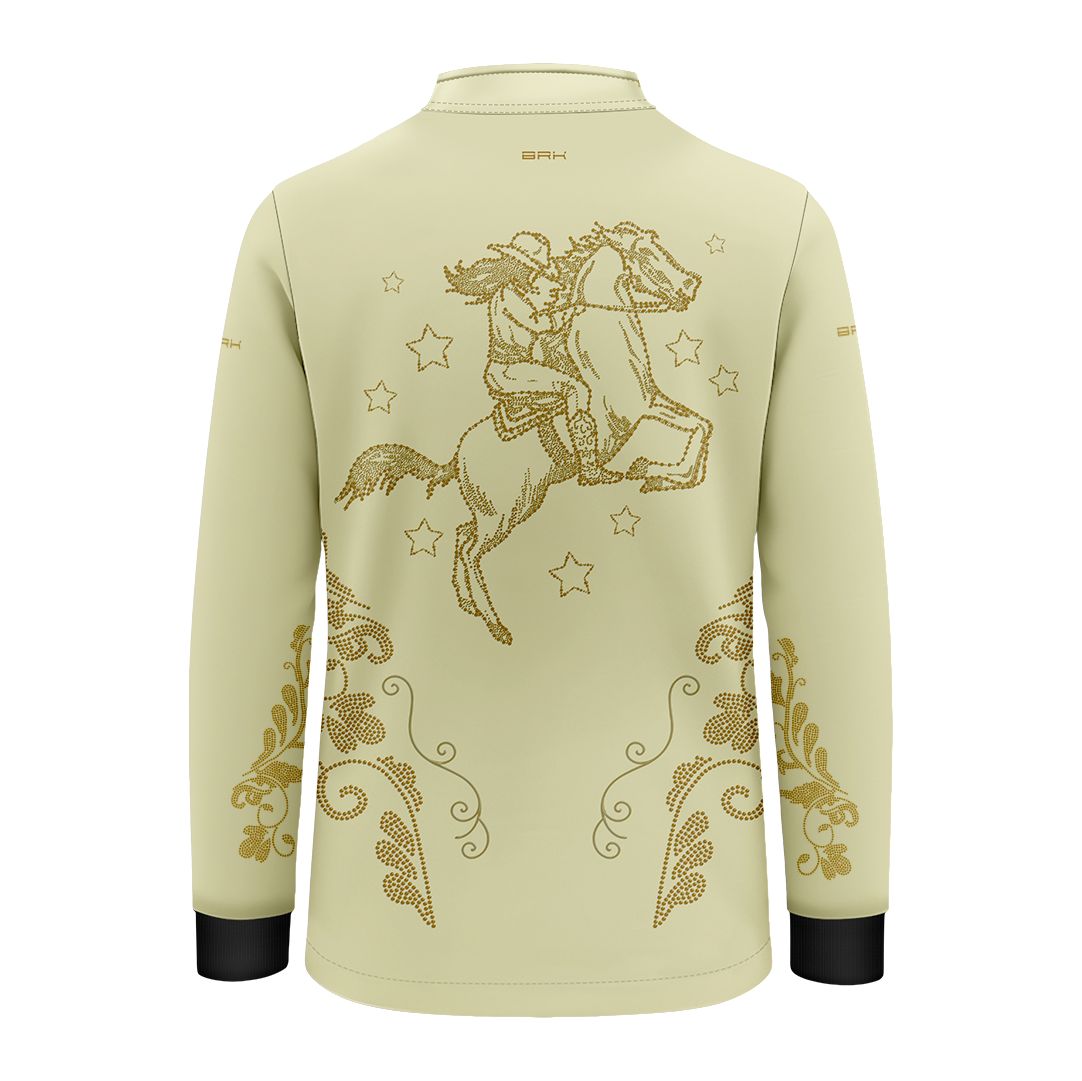 Camisa Agro Infantil BRK  Amazona Floral Strass Bege com Proteção Solar UV50+ - Brk Agro