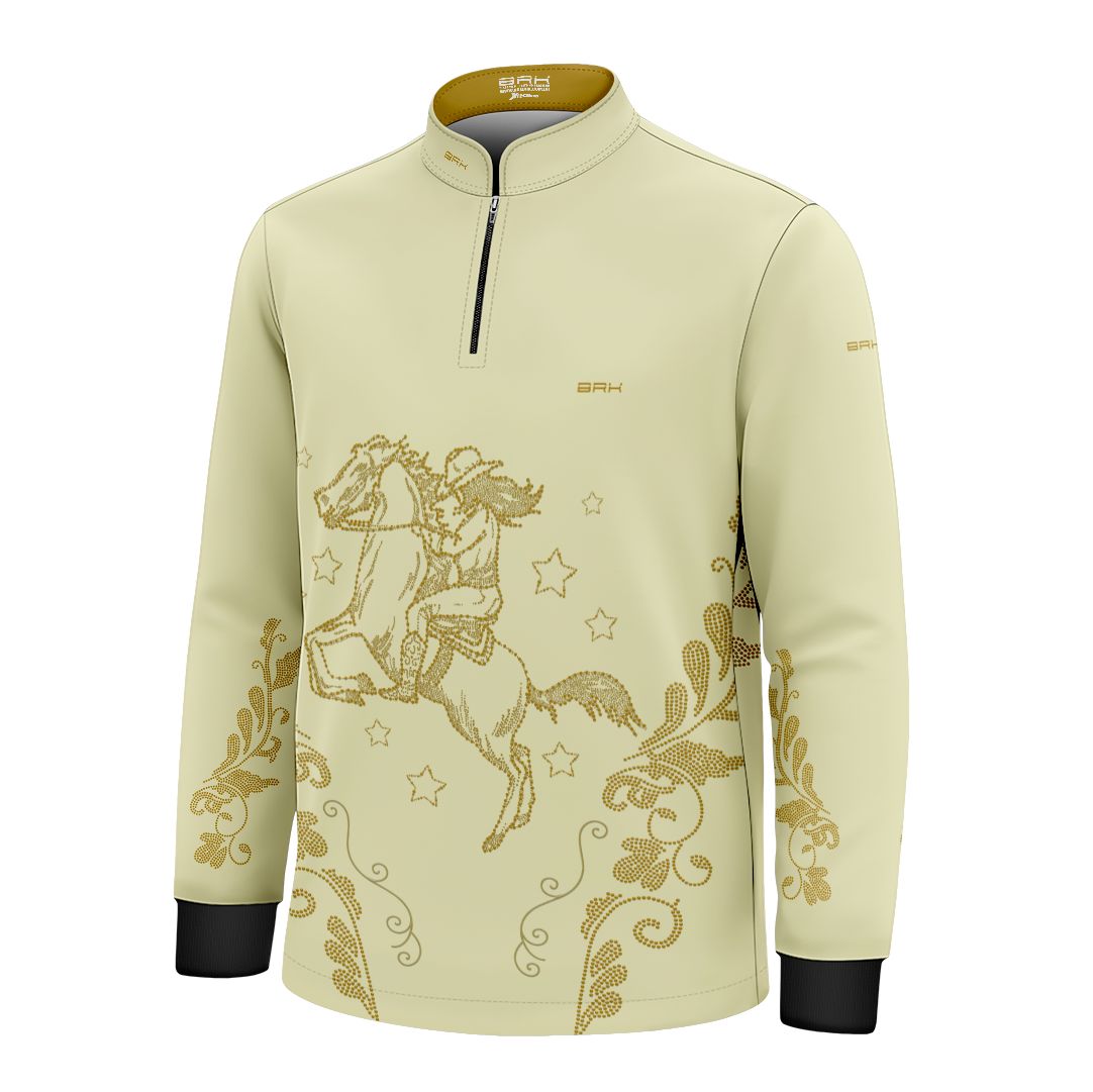 Camisa Agro Infantil BRK  Amazona Floral Strass Bege com Proteção Solar UV50+ - Brk Agro