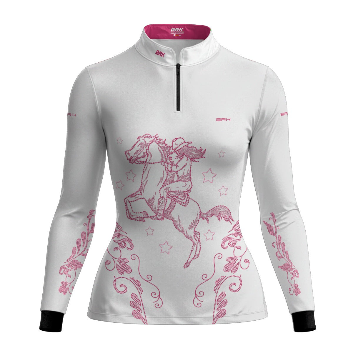 Camisa Agro Feminina BRK Amazona Floral Strass Branca com Proteção Solar UV50+ - Brk Agro