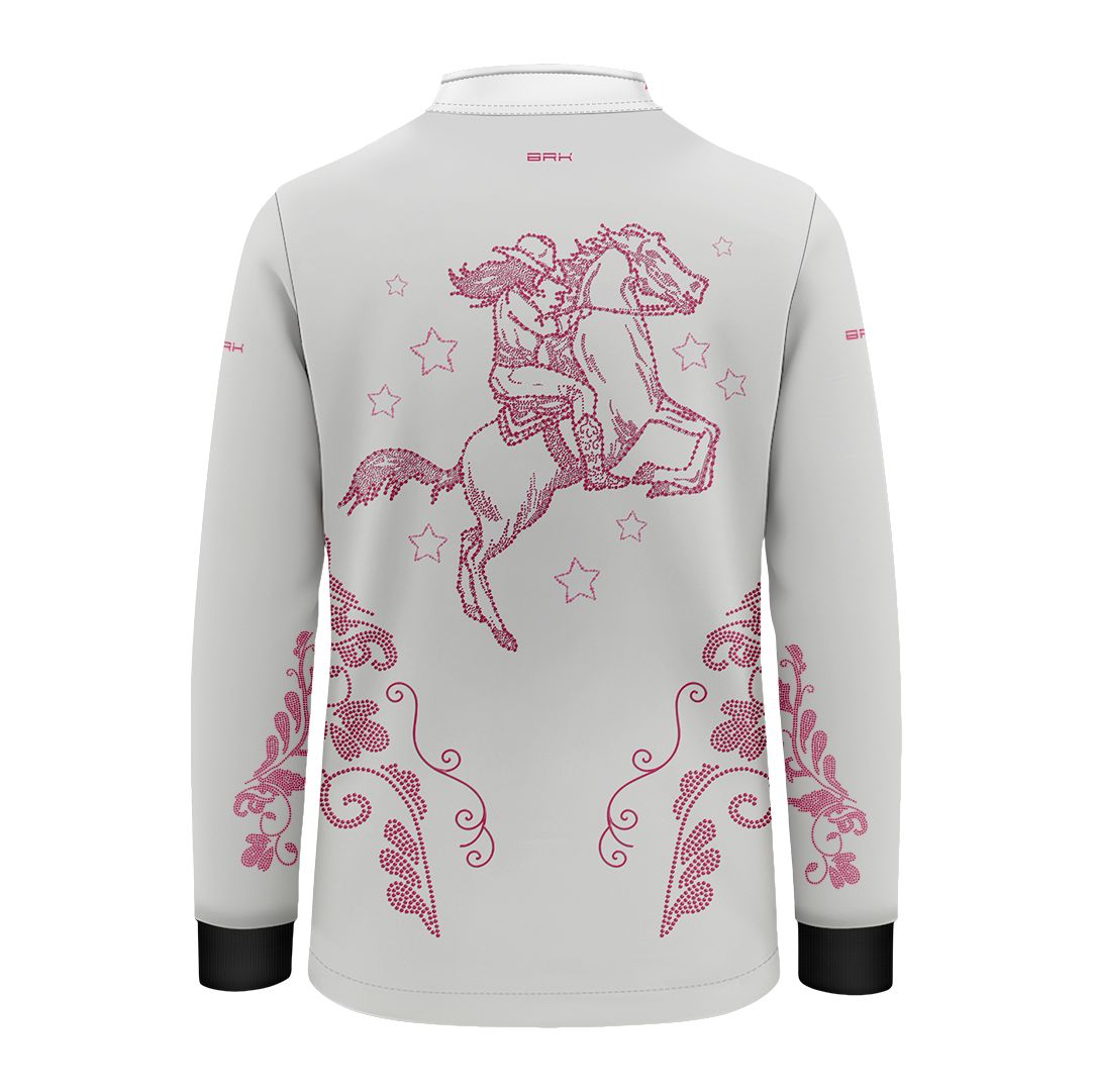 Camisa Agro Infantil BRK  Amazona Floral Strass Branca com Proteção Solar UV50+ - Brk Agro