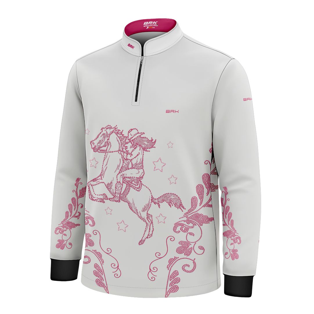 Camisa Agro Infantil BRK  Amazona Floral Strass Branca com Proteção Solar UV50+ - Brk Agro