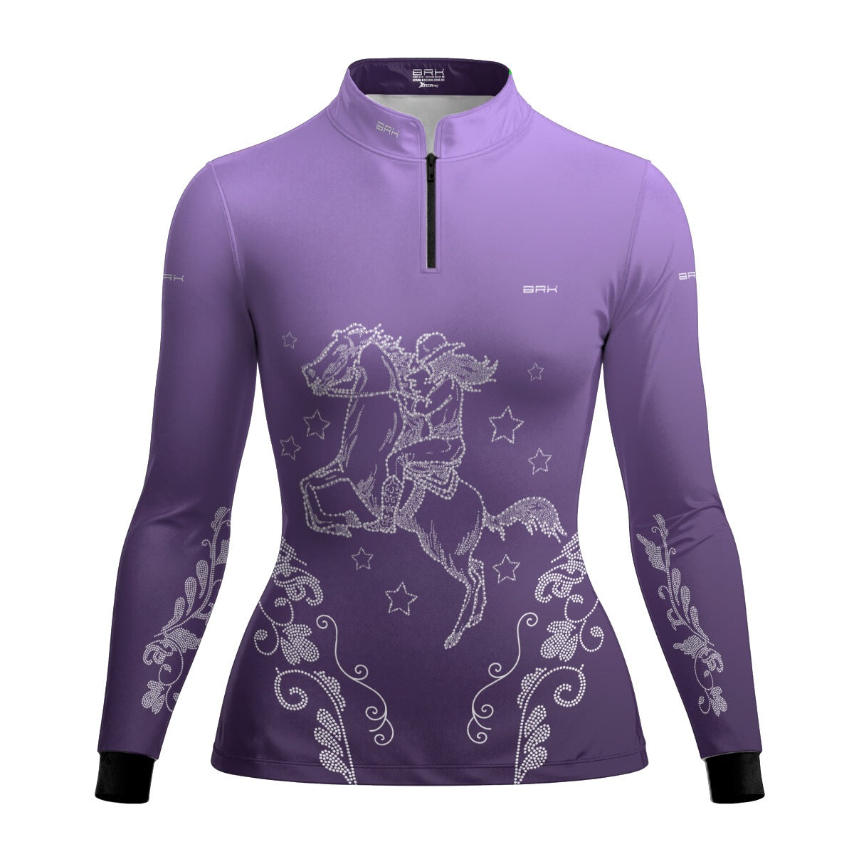 Camisa Agro Feminina BRK Amazona Floral Strass Degradê Roxo com Proteção Solar UV50+ - Brk Agro