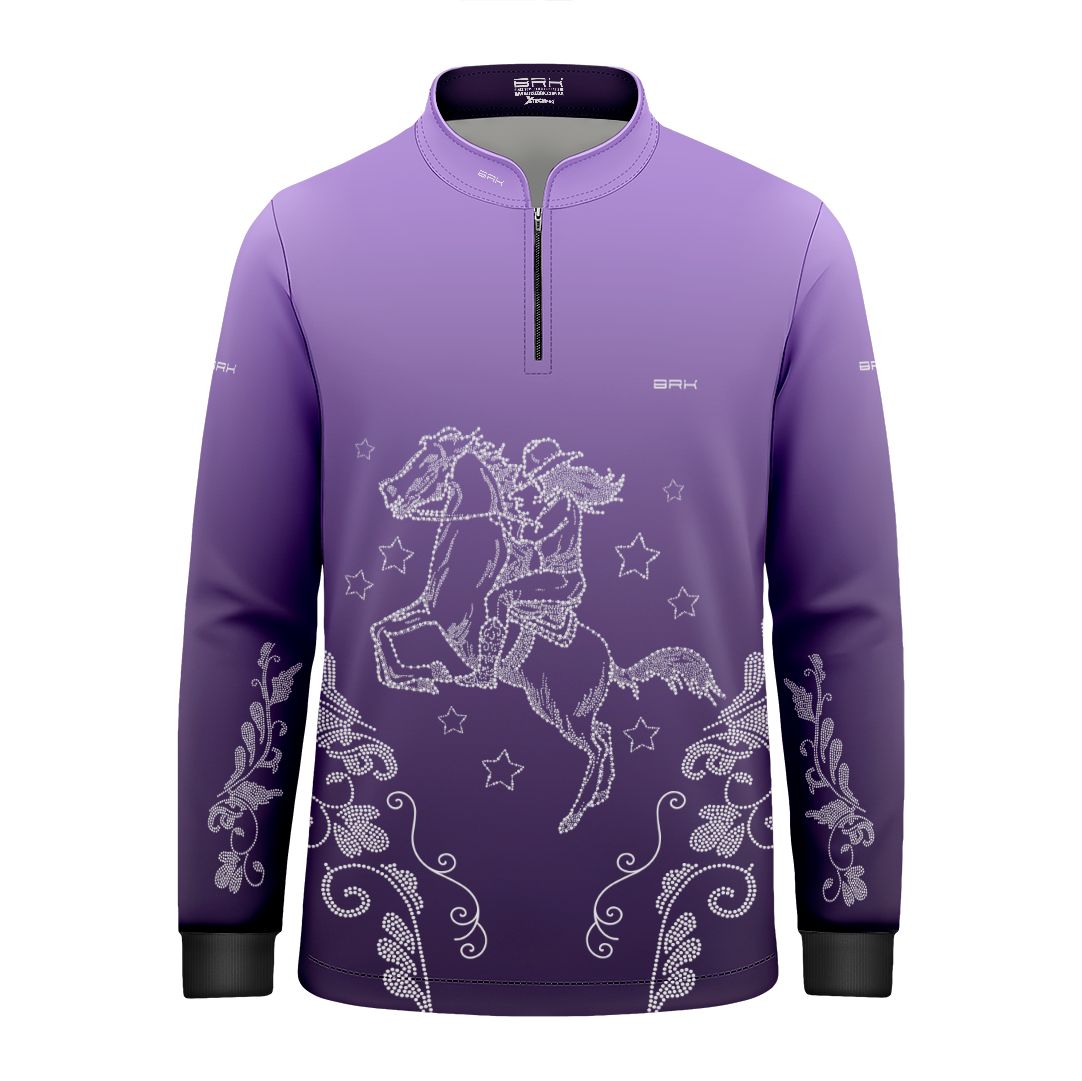 Camisa Agro Infantil BRK  Amazona Floral Strass Degradê Roxo com Proteção Solar UV50+ - Brk Agro