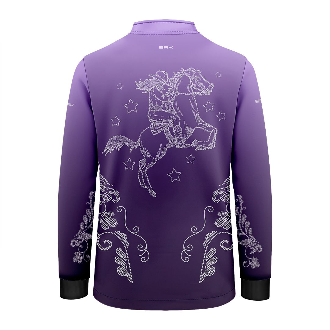 Camisa Agro Infantil BRK  Amazona Floral Strass Degradê Roxo com Proteção Solar UV50+ - Brk Agro