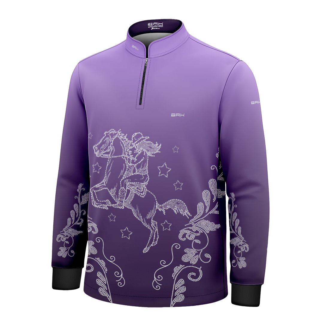 Camisa Agro Infantil BRK  Amazona Floral Strass Degradê Roxo com Proteção Solar UV50+ - Brk Agro
