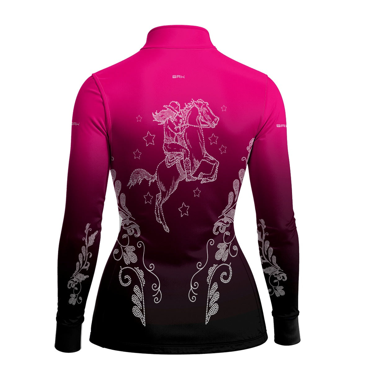 Camisa Agro Feminina BRK Amazona Floral Strass Degradê Rosa com Proteção Solar UV50+ - Brk Agro