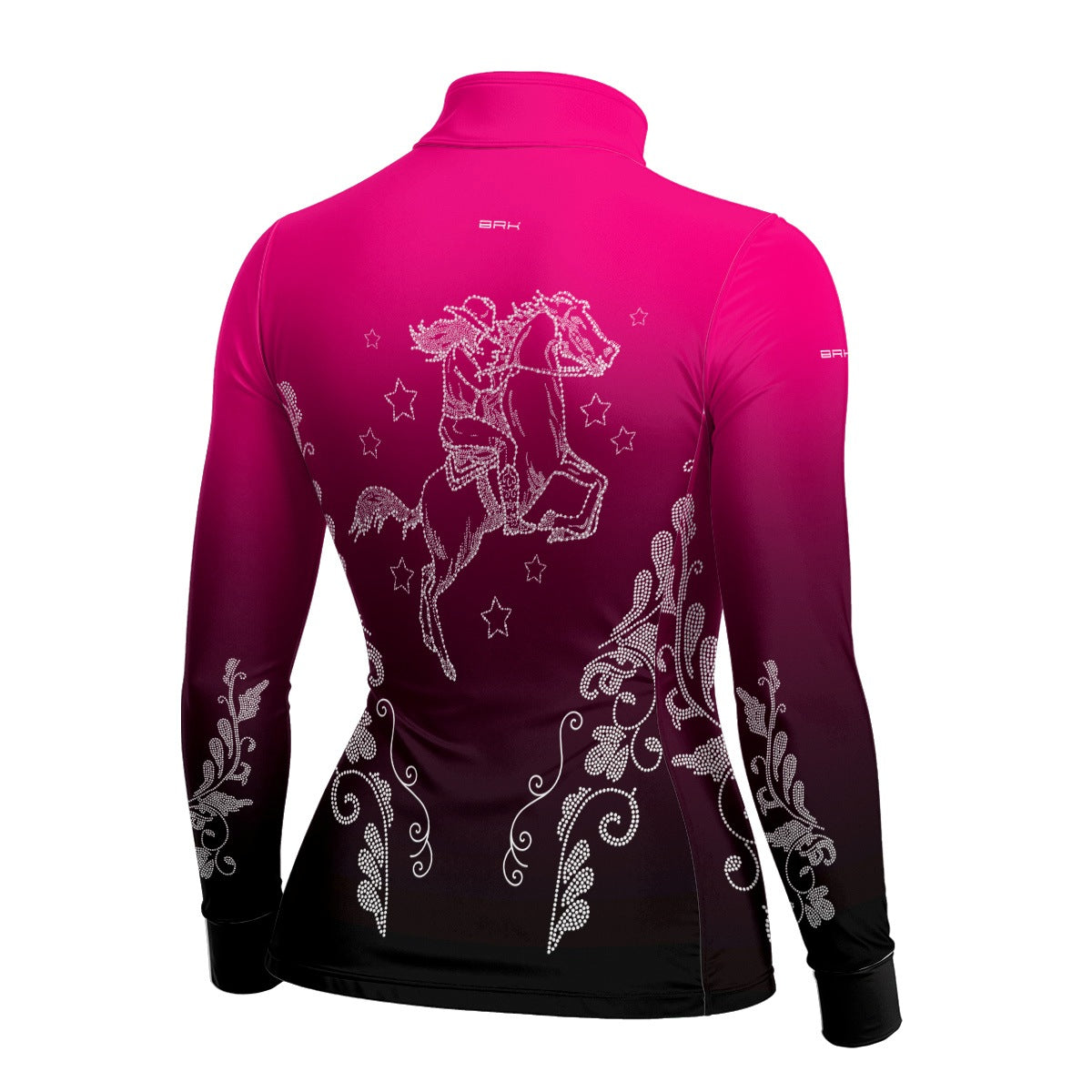 Camisa Agro Feminina BRK Amazona Floral Strass Degradê Rosa com Proteção Solar UV50+ - Brk Agro