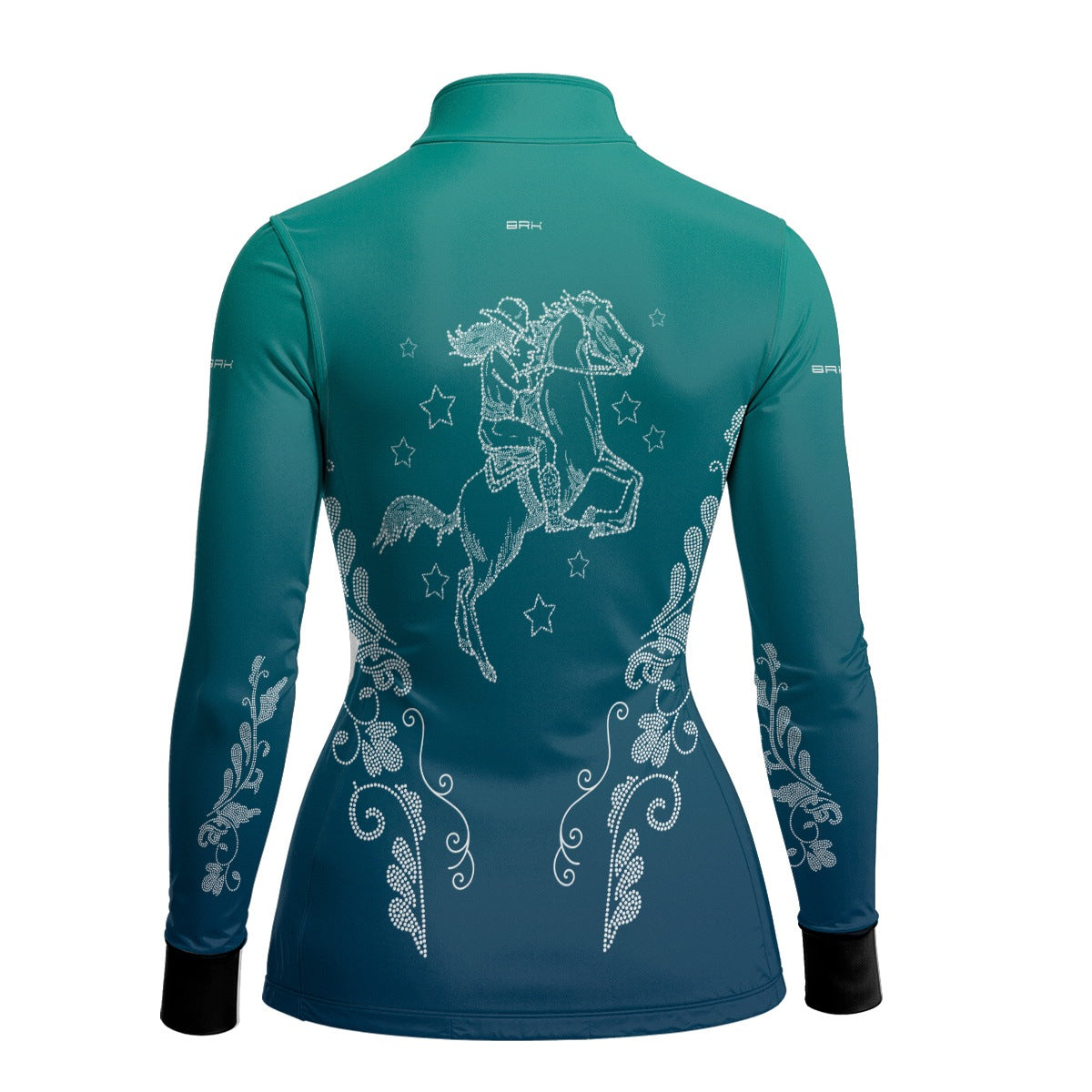 Camisa Agro Feminina BRK Amazona Floral Strass Degradê Azul com Proteção Solar UV50+ - Brk Agro