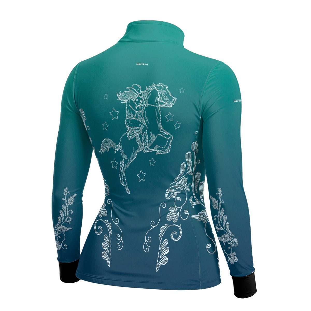 Camisa Agro Feminina BRK Amazona Floral Strass Degradê Azul com Proteção Solar UV50+ - Brk Agro