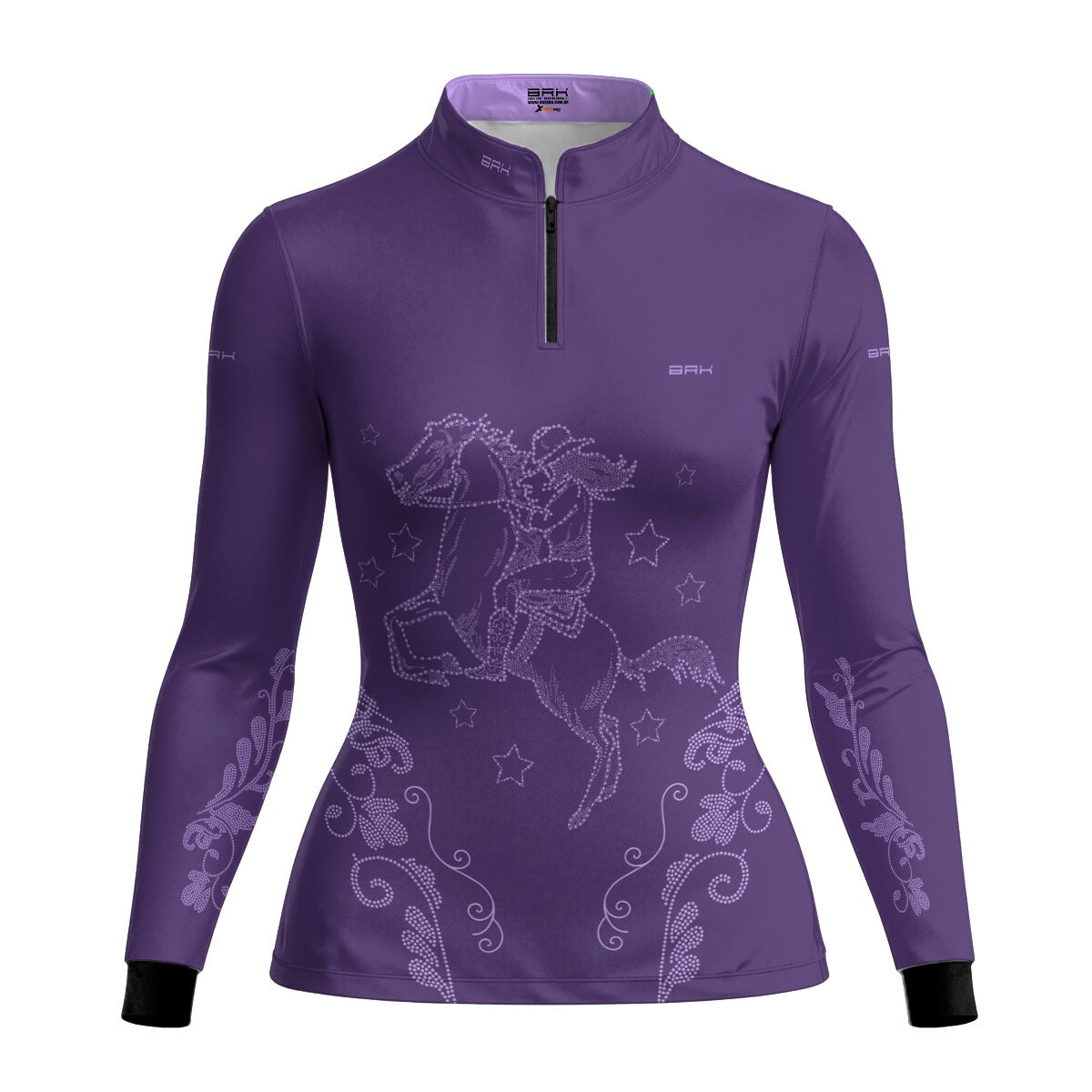 Camisa Agro Feminina BRK Amazona Floral Strass Roxo com Proteção Solar UV50+ - Brk Agro