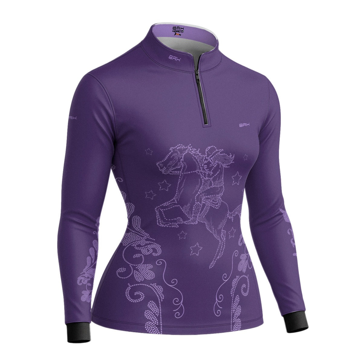 Camisa Agro Feminina BRK Amazona Floral Strass Roxo com Proteção Solar UV50+ - Brk Agro