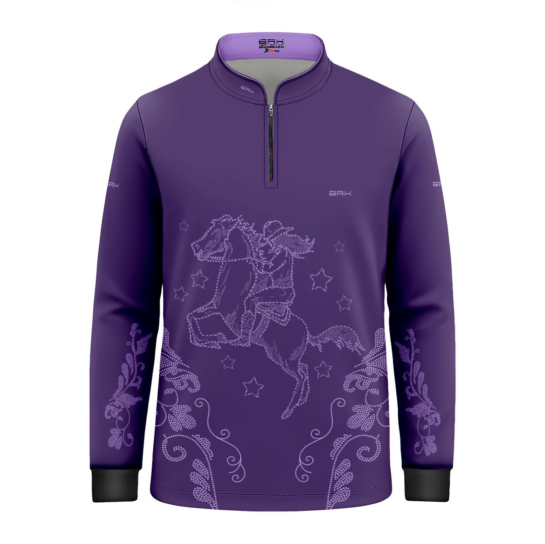 Camisa Agro Infantil BRK  Amazona Floral Strass Roxo com Proteção Solar UV50+ - Brk Agro